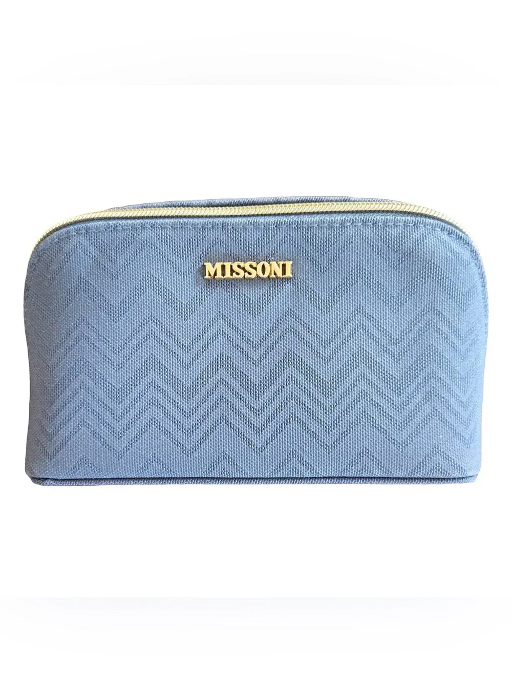 NEW Missoni Fabric Cosmetic Bag Blue Zigzag Travel Pouch